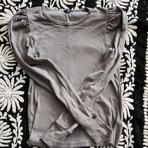 Splendid Long-Sleeve Puff Shoulder Top in Grey